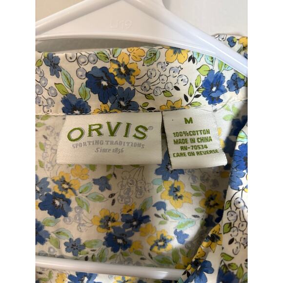 Orvis Women's Short Sleeve Button Front Floral Medium Blouse - Picture 2 of 6